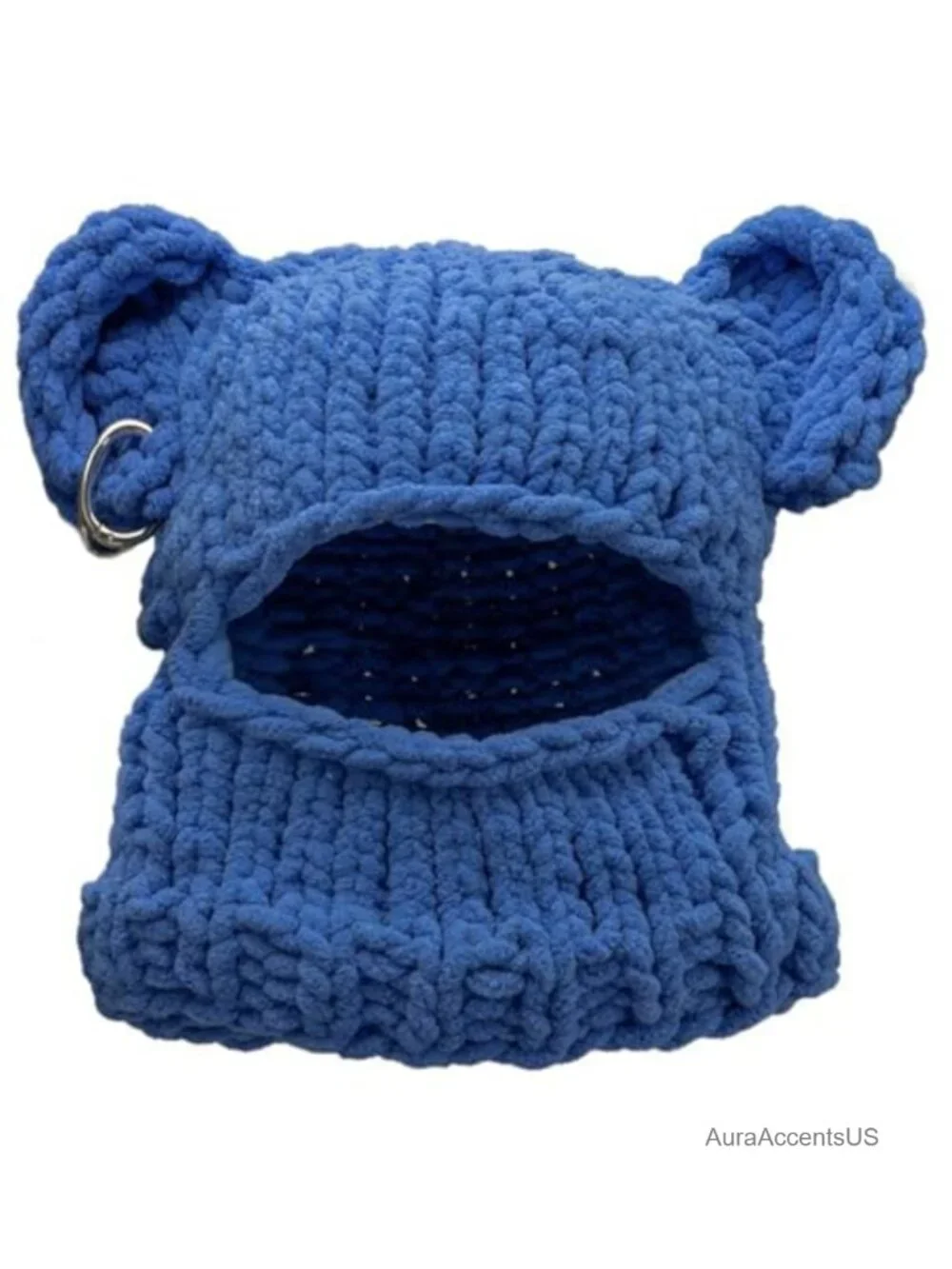 Knit Balaclava Ski Mask 2-in-1 Hooded Scarf Beanie Winter Warm Headwear